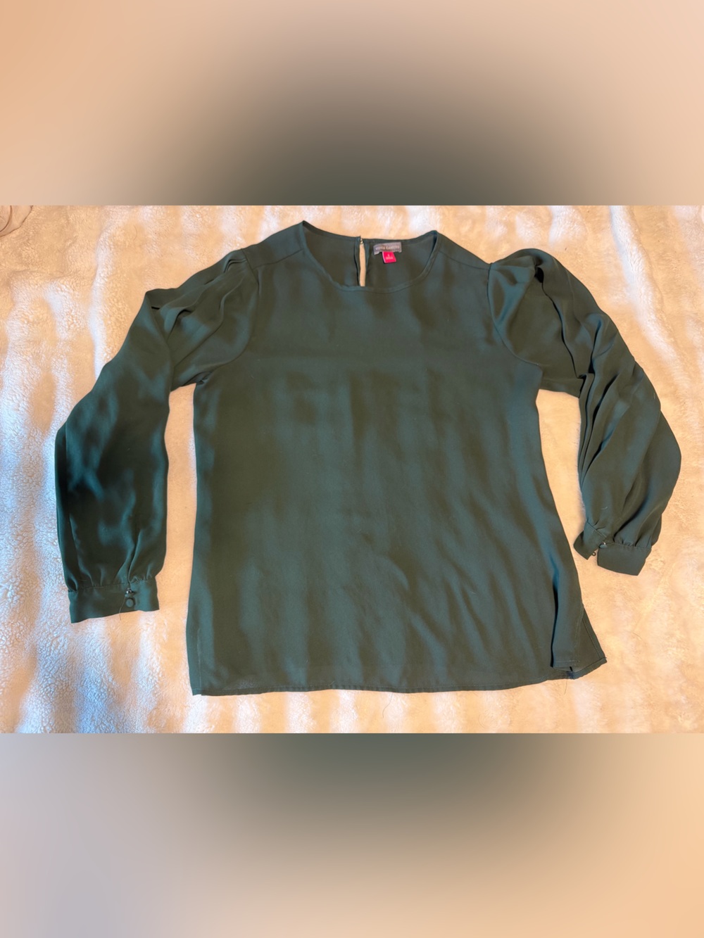 Vince Camuto Forest Green Long Sleeve Blouse - Picture 3 of 7